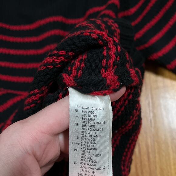 Diesel Knit Striped Black Red Wool Blend Sweater Sz Medium Grunge Designer - Picture 7 of 8